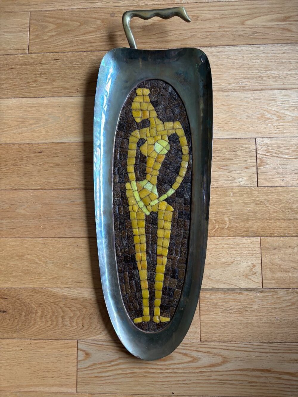 MCM Mexican Salvador Terán Female Mosaic & Brass Tray or Wall Hanging